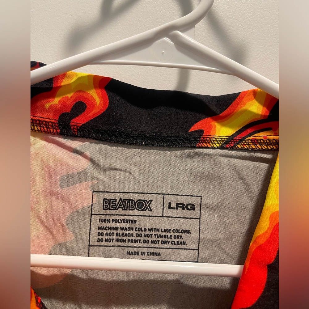 BEATBOX men tongue flames button down shirt L - Picture 2 of 5